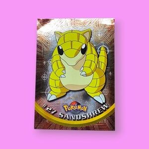 Pokemon 1999 TOPPS Sandshrew #27 Foil Chrome Black Logo TV Animation Card